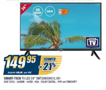 Sinergy Smart-Tech TV LED 24" SMT24N30HC1L1B1 offerta