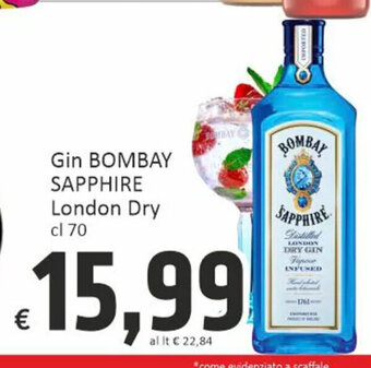 Paghi Poco Gin BOMBAY SAPPHIRE London Dry cl 70 offerta