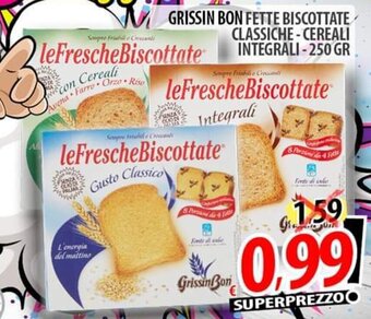 Il Genio Supermercato GRISSIN BON FETTE BISCOTTATE CLASSICHE-CEREALI INTEGRALI-250 GR offerta