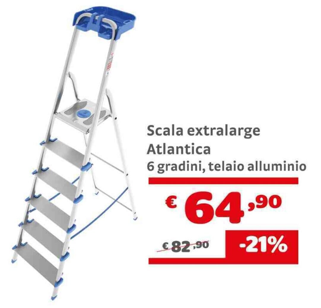 Cassetta Attrezzi Scala Atlantica In Alluminio 8 Gradini XL Con Vaschetta Portaoggetti - Portata 150 Kg Made In Italy Scala Gradini XL Vaschetta Portaoggetti - 10