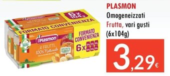PLASMON Omogeneizzati Frutta, vari gusti (6x104g)