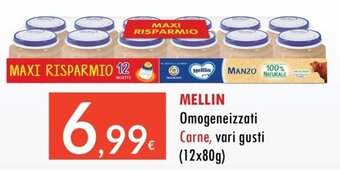 MELLIN Omogeneizzati Carne, vari gusti (12x80g)