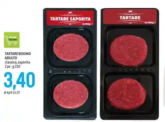 Famila TARTARE BOVINO ADULTO classica, saporita 2 pz-g 210 offerta