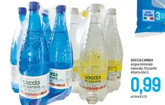 Famila GOCCIA CARNIA acqua minerale naturale, frizzante 4 bott x litri 1 offerta