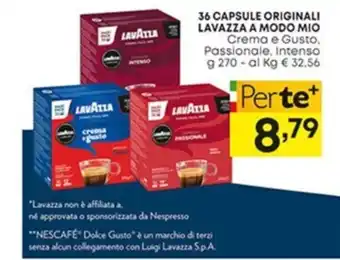 Pam 36 CAPSULE ORIGINALI LAVAZZA A MODO MIO g 270 offerta