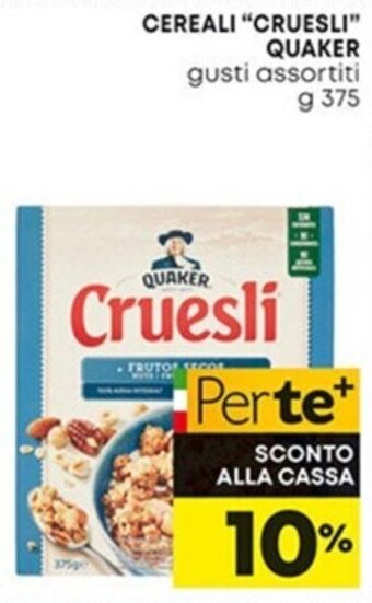 Pam CEREALI "CRUESLI" QUAKER gusti assortiti g 375 offerta
