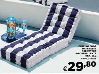 Ipercoop CUSCINO COOP MATERASSE POLIESTERE IDROREPELLENTE RIGA BLU cm 40x120x8 offerta