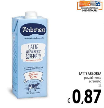 Spazio Conad LATTE ARBOREA parzialmente scremato 1L offerta