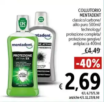 Spazio Conad COLLUTORIO MENTADENT classico/carbone/ alito puro 500ml offerta