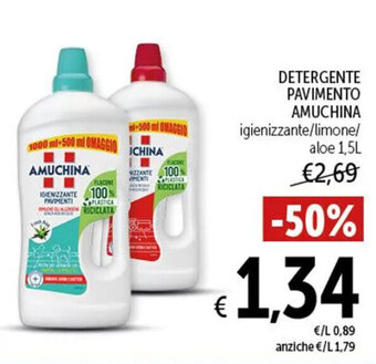 Spazio Conad DETERGENTE PAVIMENTO AMUCHINA igienizzante/limone/ aloe 1,5L offerta