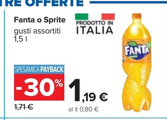 Carrefour Fanta o Sprite gusti assortiti 1,51 offerta