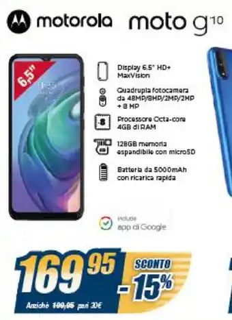 Sinergy Motorola moto g10 offerta