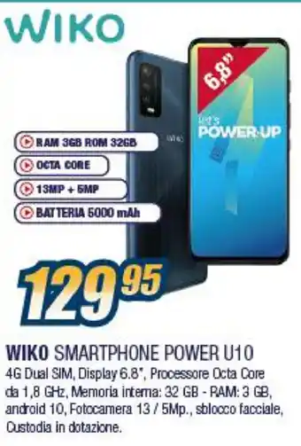 Sinergy Wiko Smartphone Power U10 offerta