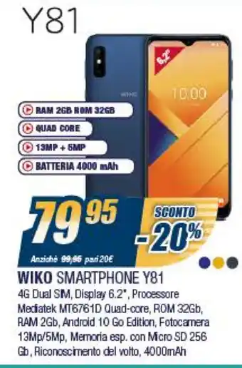 Sinergy Wiko Smartphone Y81 offerta