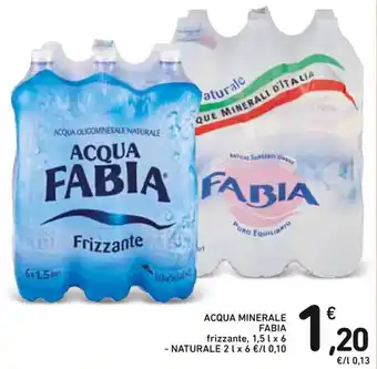 Spazio Conad ACQUA MINERALE FABIA frizzante, 1,5 lx 6 - NATURALE 2 l x 6 offerta