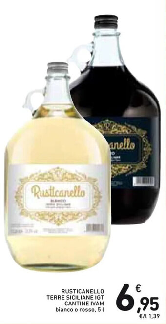 Spazio Conad RUSTICANELLO TERRE SICILIANE IGT CANTINE IVAM bianco o rosso, 5 l offerta