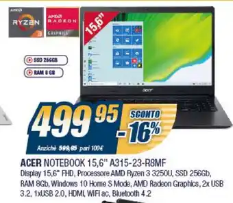 Sinergy Acer Notebook 15,6" A315-23-R8MF offerta