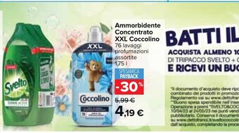 Carrefour Ammorbidente Concentrato XXL Coccolino 76 lavaggi profumazioni assortite 1,75 l offerta