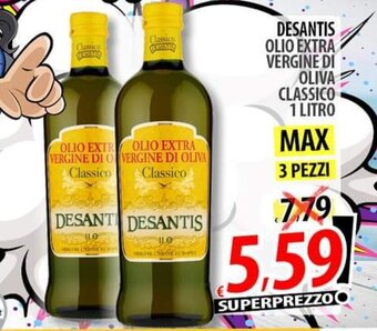Il Genio Supermercato DESANTIS OLIO EXTRA VERGINE DI OLIVA CLASSICO 1 LITRO offerta
