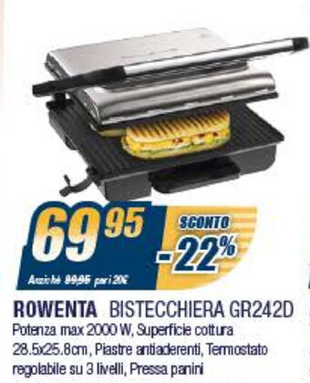 Sinergy Rowenta Bistecchiera GR242D offerta