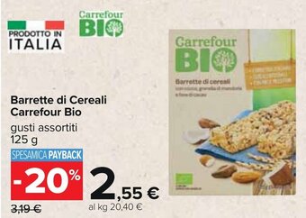 Carrefour Barrette di Cereali Carrefour Bio gusti assortiti 125 g offerta