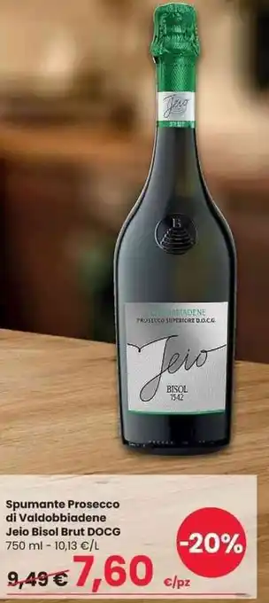 Interspar Spumante Prosecco di Valdobbiadene Jeio Bisol Brut DOCG 750 ml offerta