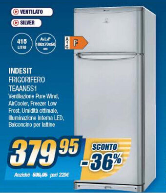 Indesit Frigorifero TEAAN5S1