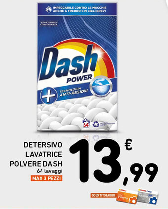 Spazio Conad DETERSIVO LAVATRICE POLVERE DASH 64 lavaggi offerta