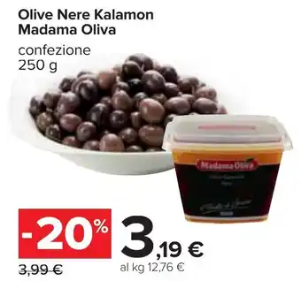 Carrefour Olive Nere Kalamon Madama Oliva confezione 250 g offerta