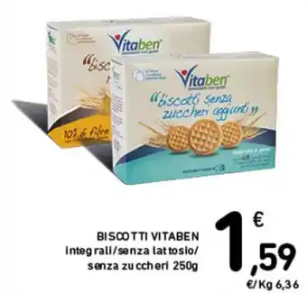 Spazio Conad BISCOTTI VITABEN integrali/senza lattosio/ senza zuccheri 250g offerta