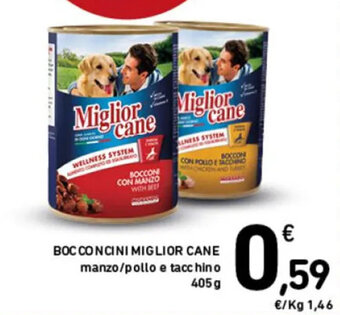 Spazio Conad BOCCONCINI MIGLIOR CANE manzo/pollo e tacchino 405 g offerta