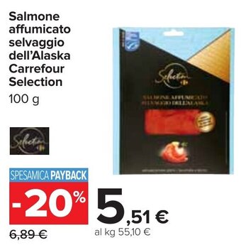 Carrefour Salmone affumicato selvaggio dell'Alaska Carrefour Selection 100 g offerta
