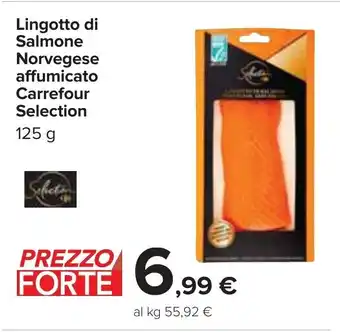 Carrefour Lingotto di Salmone Norvegese affumicato Carrefour Selection 125 g offerta