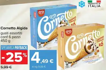 Carrefour Cornetto Algida gusti assortiti conf 6 pezzi 450g offerta