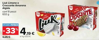 Carrefour Liuk Limone o Croccante Amarena Algida conf 8 pezzi 632 g offerta