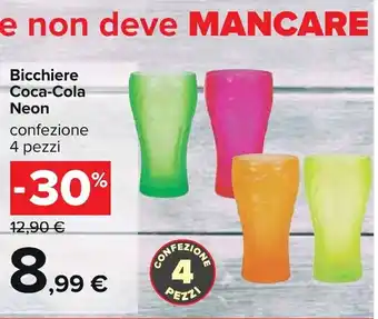 Carrefour Bicchiere Coca-Cola Neon confezione 4 pezzi offerta