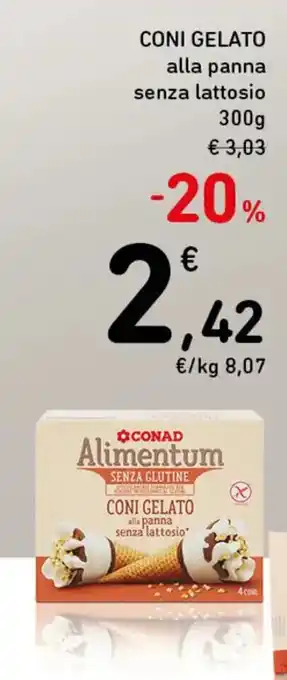 Spazio Conad CONI GELATO alla panna senza lattosio 300g offerta