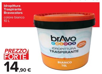 Carrefour Idropittura Traspirante Bravocolors colore bianco 10 L offerta