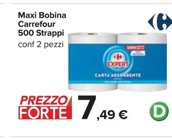 Carrefour Maxi Bobina Carrefour 500 Strappi conf 2 pezzi offerta