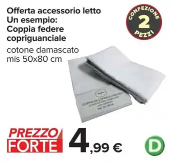 Offerta accessorio letto Un esempio: Coppia federe copriguanciale cotone damascato mis 50x80 cm
