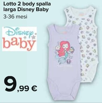Carrefour Lotto 2 body spalla larga Disney Baby 3-36 mesi offerta