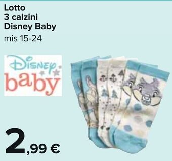 Carrefour Lotto 3 calzini Disney Baby mis 15-24 offerta
