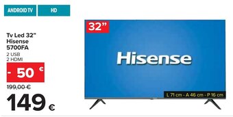 Carrefour Tv Led 32" Hisense 5700FA offerta