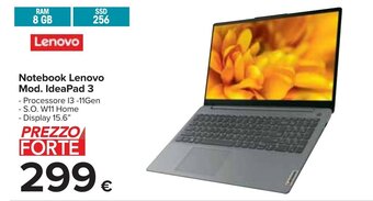 Carrefour Notebook Lenovo Mod. IdeaPad 3 offerta