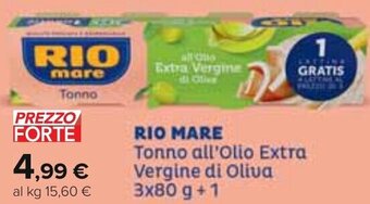 Carrefour RIO MARE Tonno all'Olio Extra Vergine di Oliva 3x80 g+1 offerta