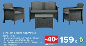 Carrefour Coffee set in resina mod. Venezia offerta
