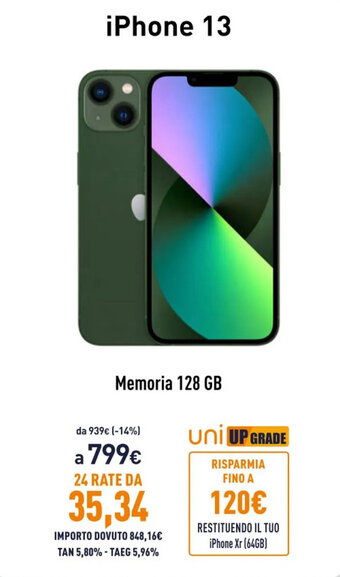 Unieuro iPhone 13 Memoria 128 GB offerta