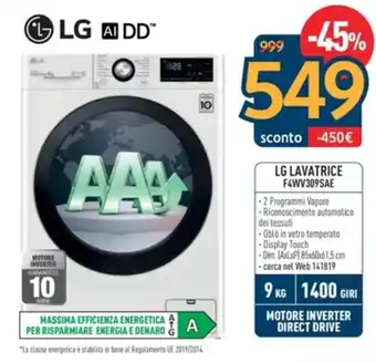 Sinergy LG LAVATRICE F4WV309SAE offerta