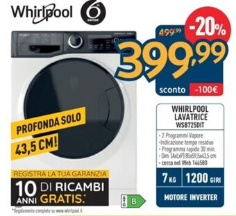 WHIRLPOOL LAVATRICE WSB725DIT