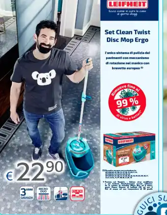 Acqua & Sapone LEIFHEIT Set Clean Twist Disc Mop Ergo offerta